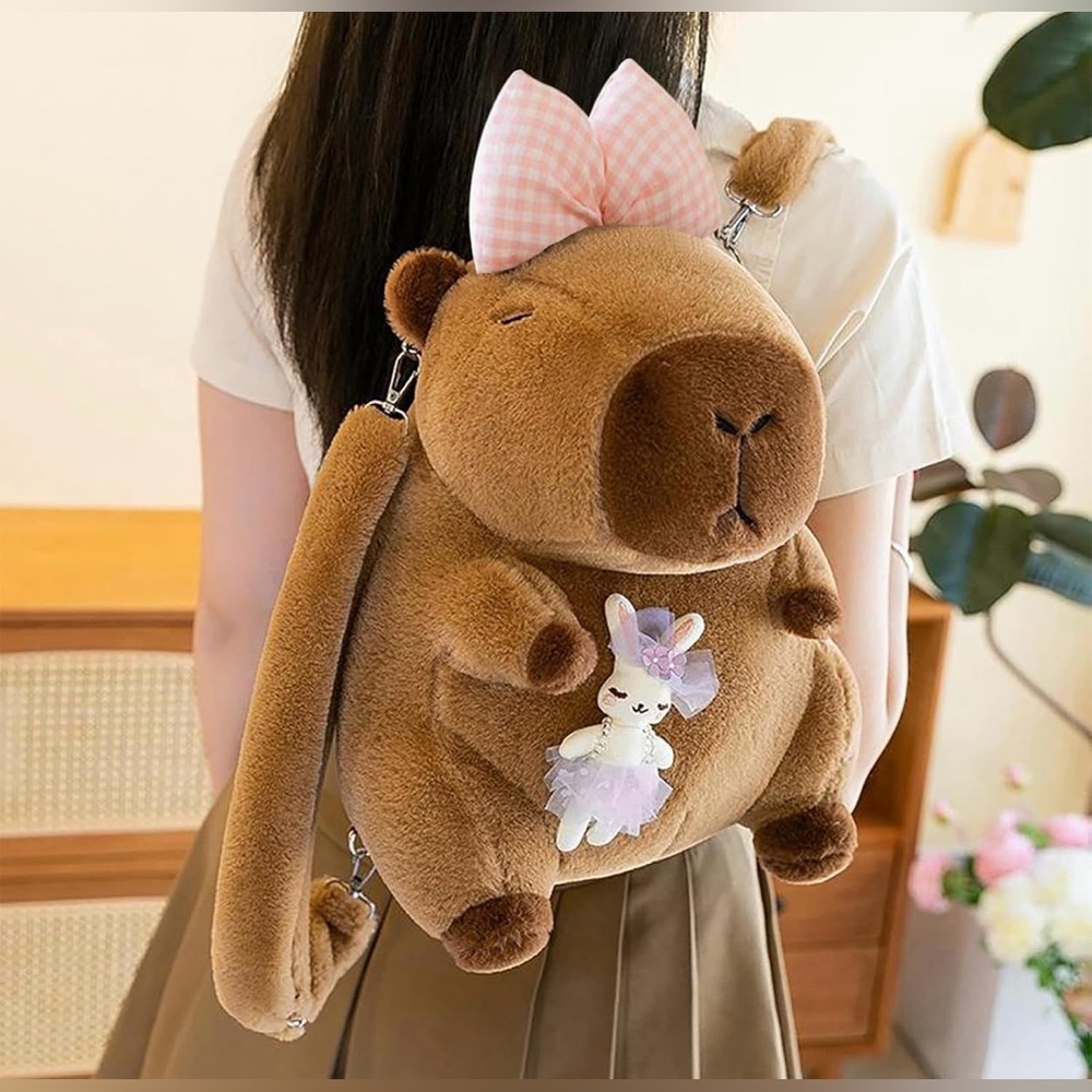 Kawaii Adorable 3D CAPYBARA Novelty Plushie Stuffed Animal Cute Backpack